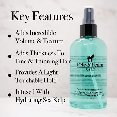 Pete &amp; Pedro SALT - Natural Sea Salt Spray for Hair Men &amp; Women, Adds Instant Volume, Texture, Thickness, &amp; Light Hold | Texturizing &amp; Thickening | As Seen on Shark Tank, 8.5 oz.