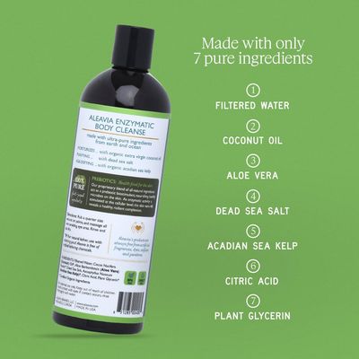 Aleavia Body Cleanse - Organic &amp; All-Natural Prebiotic Body Wash - Fragrance-free and Sulfate-Free Enzymatic Body Cleanser - 16 Oz.