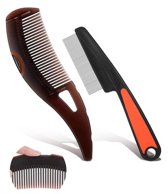 Dafeng 2 PCS Dandruff Comb,Scalp Comb, Hollow Tooth Hairbrush For Scalp MassageRefreshing And DandruffDirt Removal, Dandruff Removal Comb (BrownRed)