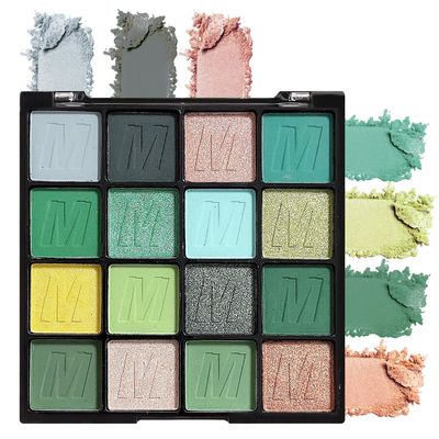PPPanYiDi Green Eyeshadow Palette,16 Colors Matte Glitter Blendable Eyeshadow Makeup Palette,Waterproof,Highly Pigmented,Colorful Long Lasting Shimmer Forest Green Eye Shadow Palette Makeup for Women