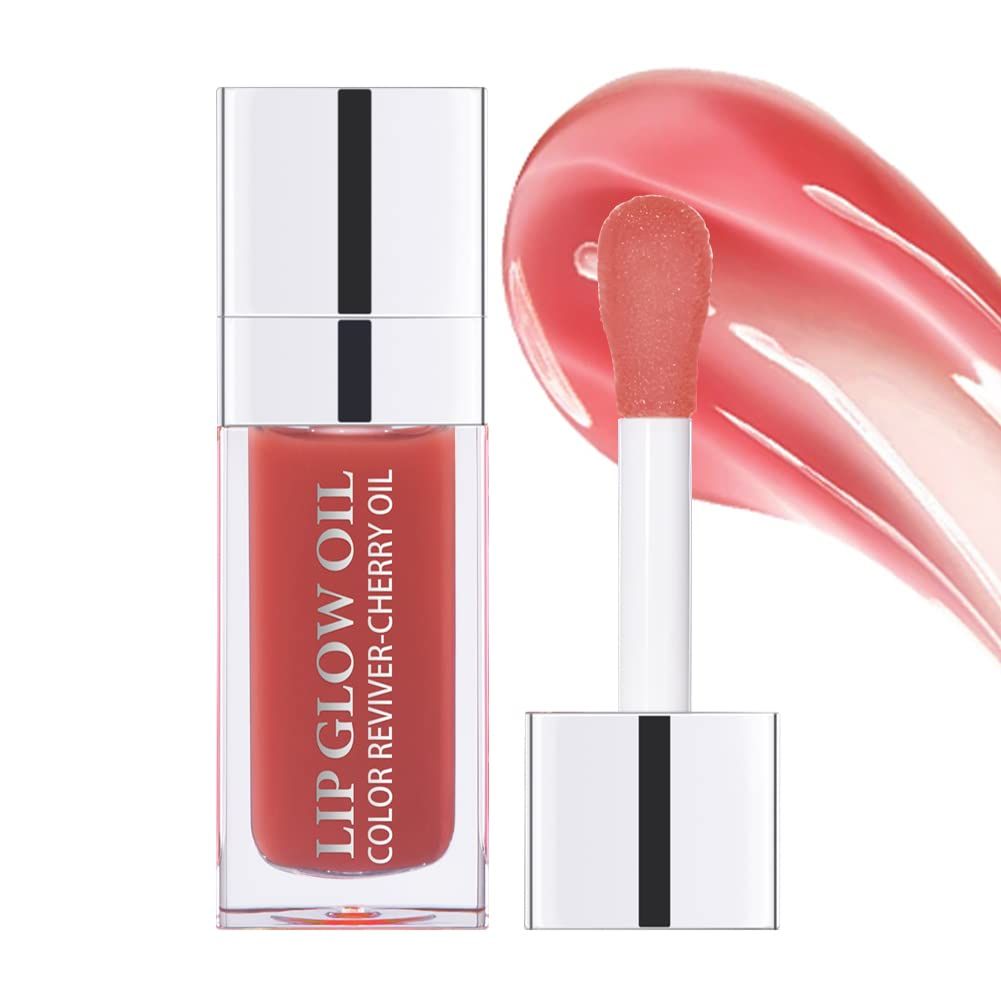 Eliversion Hydrating Lip Glow Oil, Moisturizing Lip Oil Gloss, Transparent Tinted Lip Balm, Transparent Toot Lip Oil, Plumping Lip Gloss, Long Lasting Nourishing Non-sticky (Rosewood)