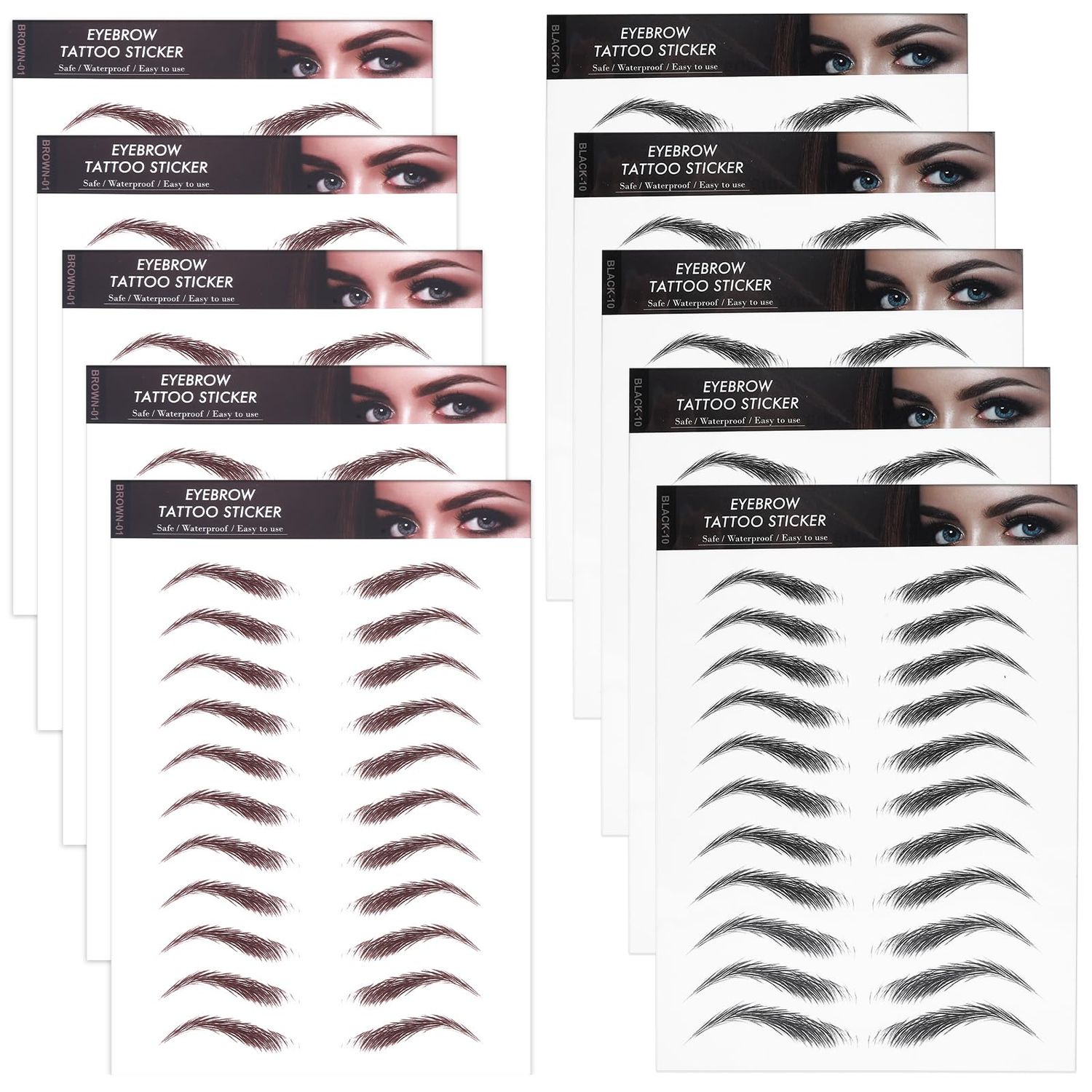 Gjinxi 110 Pairs Eyebrow Tattoos Waterproof, Hair-Like Temporary Eye Brow Stencil Kits, Fake Eyebrow Transfers Stickers Peel off, Grooming Shaping Authentic Eyebrow Stickers for Women Girls