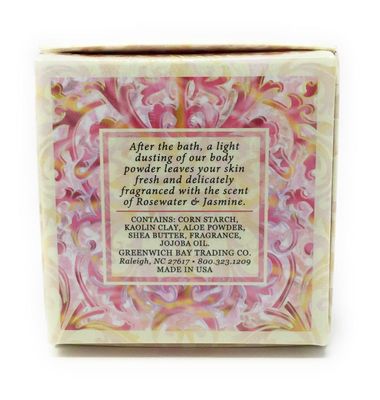 Greenwich Bay Trading Co. Dusting Powder, 4 Ounce, Rosewater &amp; Jasmine