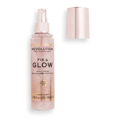 Makeup Revolution Fix &amp; Glow Fixing Spray, Illuminating &amp; Hydrating, Vegan &amp; Cruelty-Free, 3.38 Fl Oz