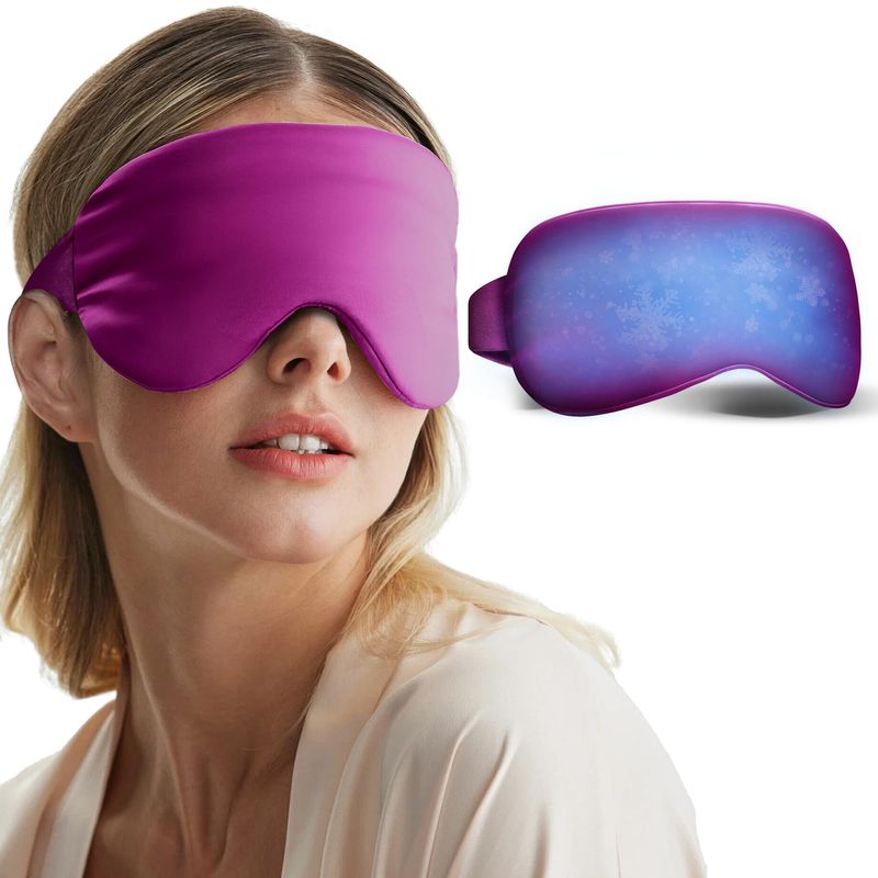 Cooling Eye Mask for Puffy Eyes - FSA HSA Eligible, Cold Eye Masks for Puffiness, Weighted Gel Eye Mask for Sleep, Reusable Ice Eye Mask for Dark Circles Migraines and Headache (Purple)