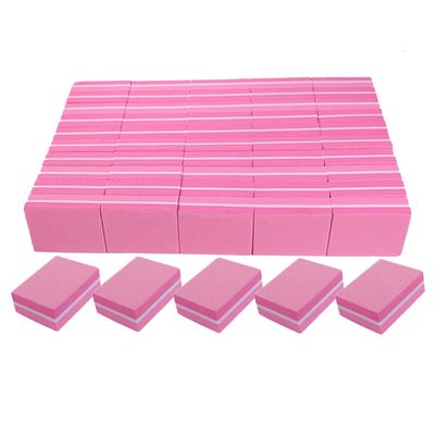 Nail Buffers (50 Pack), Mini Buffer Block Nail File for Acrylic Nails and Natural Nails, 100180 Grit Nail Buffer Block Bulk Buffing Blocks for Nail Buff Professional Manicure File Blocks Set Pink