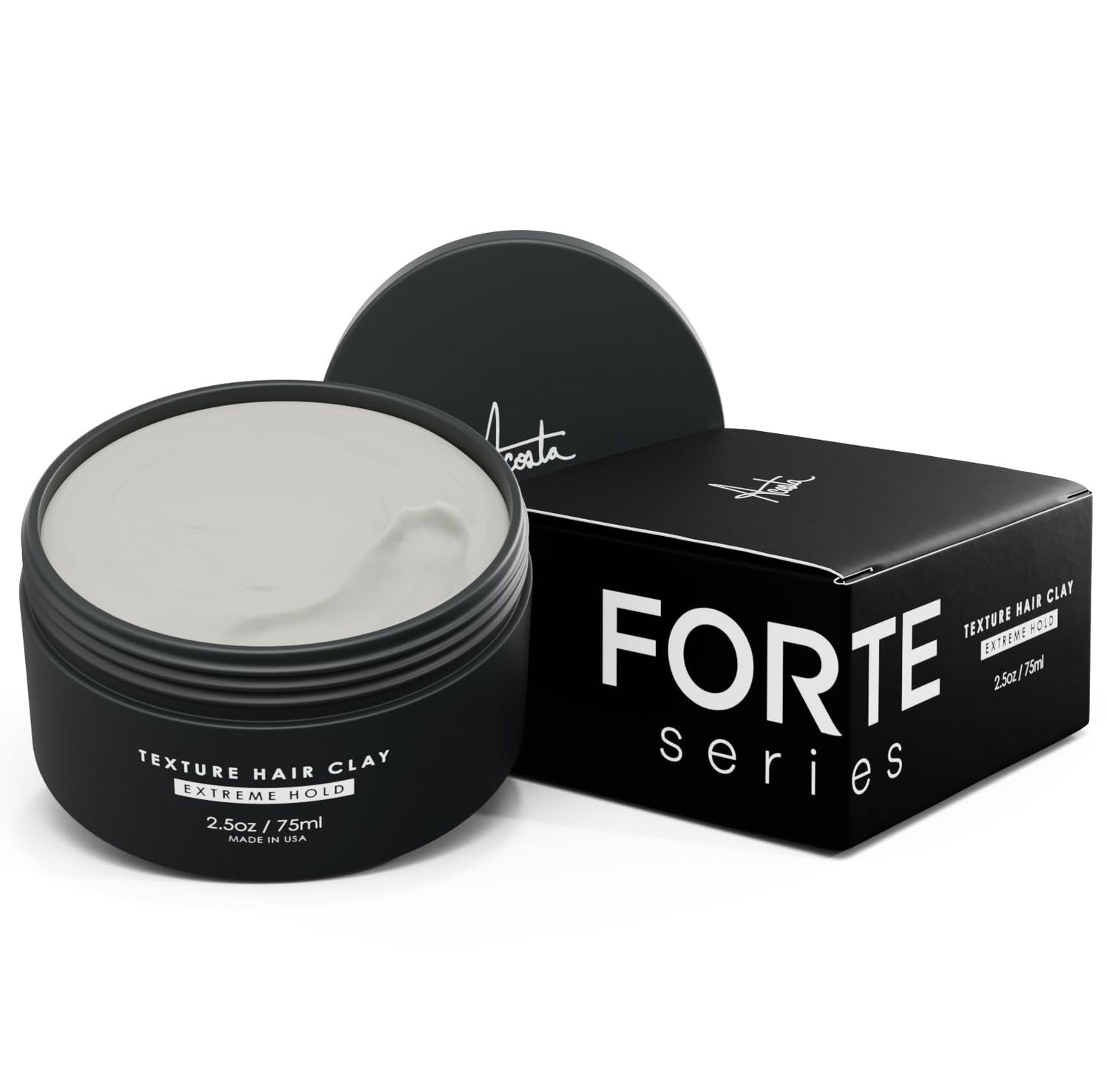Alex Costa Hair Clay for Men by Forte Series Extreme Hold Men&#39;s with Natural Ingredients to Add Texture, Volume and Definition to ThickCoarse Hair Premium Men&#39;s Hair Styling Products