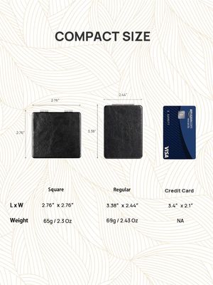 OMIRO Compact Mirror, Classical PU Leather 1X3X Magnification, Ultra Portable for Purses, 2.4" W x 3.4" L (Black)