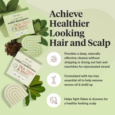 Kitsch Tea Tree &amp; Mint Shampoo and Conditioner Bar Set, Hair Color Safe, Zero Waste, Vegan, Eco Friendly, Made in US, For All Hair Types, Paraben Free, Sulfate Free