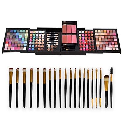 Teen Beginner Makeup Kit, Makeup Kit For Women Full Kit 177 Color Eyeshadow Palette Lipstick Set Lips Blush Foundation Eyebrow Powder With Mirror  20pcs brush