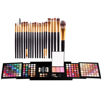Teen Beginner Makeup Kit, Makeup Kit For Women Full Kit 177 Color Eyeshadow Palette Lipstick Set Lips Blush Foundation Eyebrow Powder With Mirror 20pcs brush