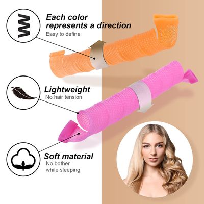 40pcs Hair Curlers Spiral Hair Curlers for Long Hair, No Heat Curlers 22inch55cm Magic Curls Hair Rollers with Styling Hooks Heatless Hair Curlers Styling Kit Pink&amp;Orange