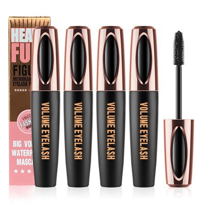 4D Silk Fiber Lash Mascara Extension Voluminous Mascara Waterproof &amp; Smudge-Proof Long-Lasting 24 Hours No Flaking Longer Thicker Eyelashes,All Day Exquisitely Full (4 Packs)