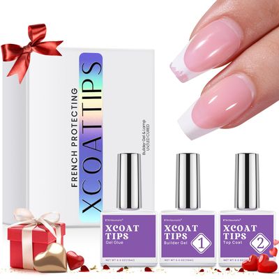btartboxnails Nail Tips Builder Gel Set - 15ml Nail Tip Builder Gel 15ml Top Coat with Gel Nail Glue for French Tip Gel Nails 30Days Long Lasting