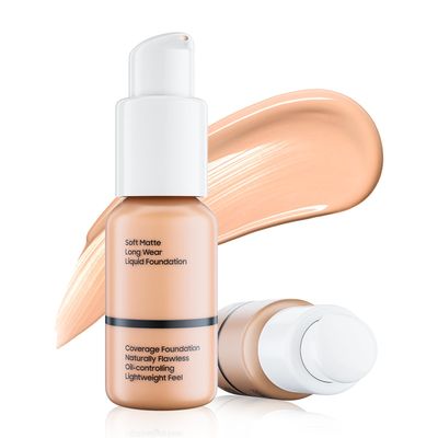 Matte Full Coverage Liquid Foundation - Lightweight &amp; Flawless Oil Control Foundation Makeup, Waterproof and Long-Lasting Skin Foundation Concealer for Dry and Oily Skin, 1 Fl Oz (#103 Warm Peach)
