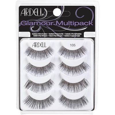 Ardell Glamour False Eyelashes Multipack 105 - Lightweight, Natural Volume Lashes, Comfortable, Easy to Apply, 4 Pairs, 1-Pack