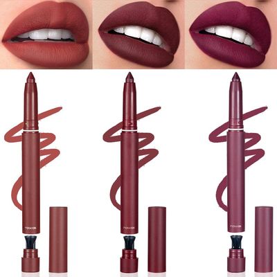 3 Colors Matt Nude Lipstick Lipliner Lip Crayons Pack Set,Velvet Moisture Smooth Matte Pencils,Waterproof&amp;Waterlasting