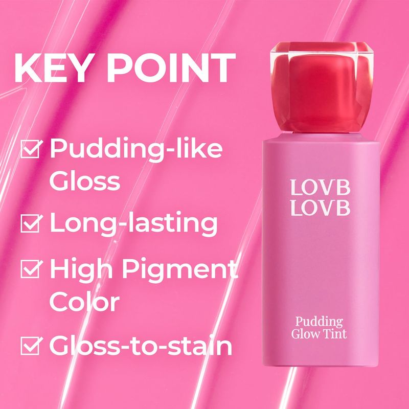 LOVB LOVB Pudding Glow Korean Lip Tint | Long-Lasting Lip Gloss Tint for Glowy | Moisturizing | High Pigmented | Non-Sticky Glossy Lip Stain 0.14 Oz (04 SUNSET BEIGE)