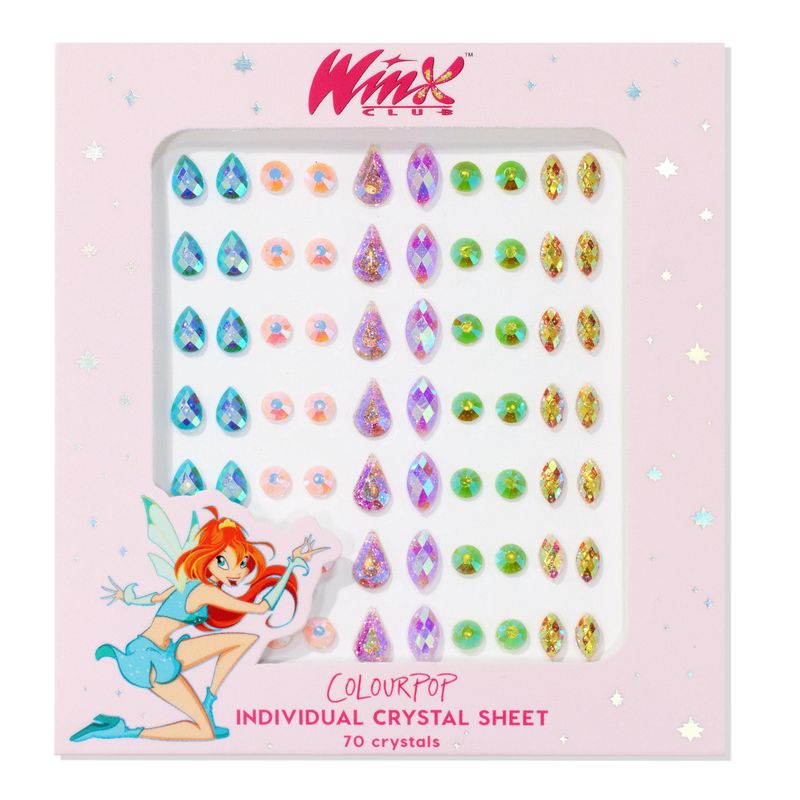 ColourPop Winx Club Face Jewels Sheet - Individual Reusable Gems for Face and Body - Self-Adhesive and Easily Removable - Includes Blue, Pink, Purple, Green &amp; Orange Crystals (1 Count)