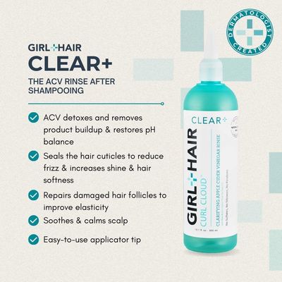 GH CLEAR Apple Cider Vinegar Rinse | Clarifying Formula to Remove Buildup, Prevent Dandruff & Itchiness | For Healthy, Shiny & Soft Hair | Sulfate & Paraben-Free | 10.1 Fl Oz