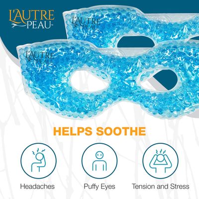 USA Merchant - 2 Redesigned Therapeutic Spa Gel Bead Eye Masks - HotCold Reusable Ice Packs with Flexible Beads - Compress Therapy for Puffy Eyes, Dark Circles, Headaches, Migraines, Stress Relief