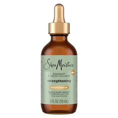 SheaMoisture Strengthening Scalp &amp; Hair Oil Rosemary &amp; Vegan Collagen to Promote Length Retention &amp; Invigorate the Scalp, with ScalpBoost Technology, 2 oz
