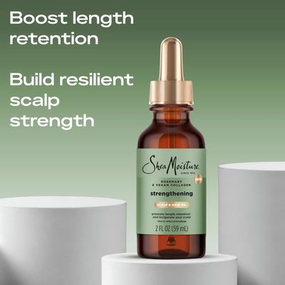 SheaMoisture Strengthening Scalp & Hair Oil Rosemary & Vegan Collagen to Promote Length Retention & Invigorate the Scalp, with ScalpBoost Technology, 2 oz