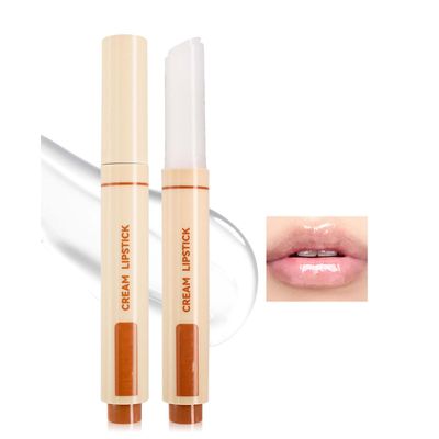 Easilydays Clear Juicy Pumper Lip Oil Slick Click, Press Lipstick Lip Oil, Korean Mirror Glass Lip Balm, Moisturizing &amp; Plump Solid Water Gloss Lip Tint, Shine Non-Sticky Lip Makeup for Women Girls,01
