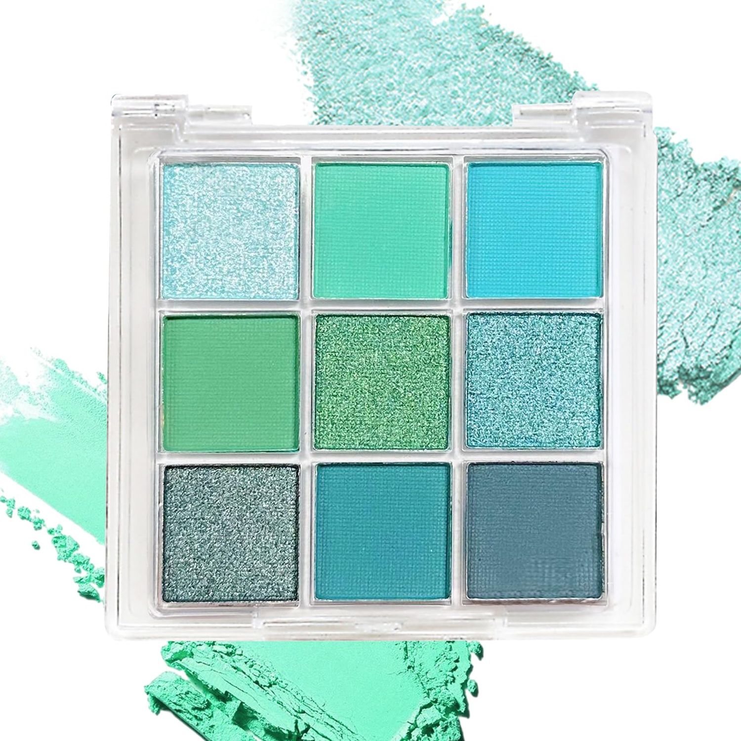 DWDiWen 9 Colors Green Matte Glitter Eyeshadow Palette,Highly Pigmented Blendable Pearl Eyeshadow Makeup Palette,Long Lasting Waterproof Shimmer Green Eye Shadow Makeup Palette