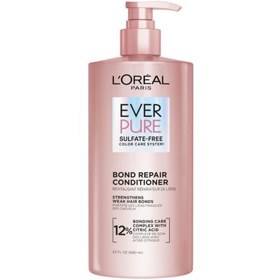 L&#39;Oreal Paris Bond Repair Sulfate Free Conditioner for Damaged Hair, Strengthening Hair Care with Citric Acid, Repairs Weak Hair Bonds, EverPure, 23 Fl Oz