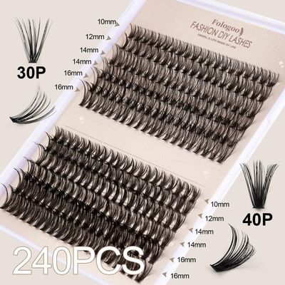 Fologoo False Eyelash Set - 30D40D, 240 Eyelash Curler with Glue and Tweezers, Natural Volume.