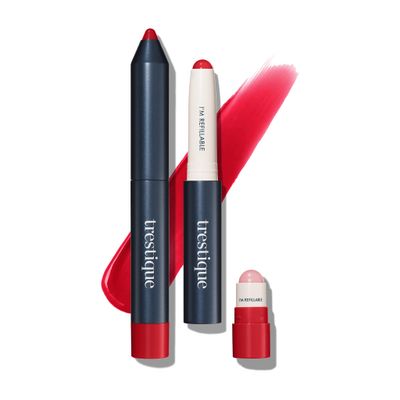 TRE&#39;STIQUE Prime And Shine Lip Crayon, Refillable Shiny Lipstick With Built-in Lip Primer, Clean Beauty Makeup Lipstick, Lipstick For Women, 2-in-1 Glossy Lipstick and Lip Primer