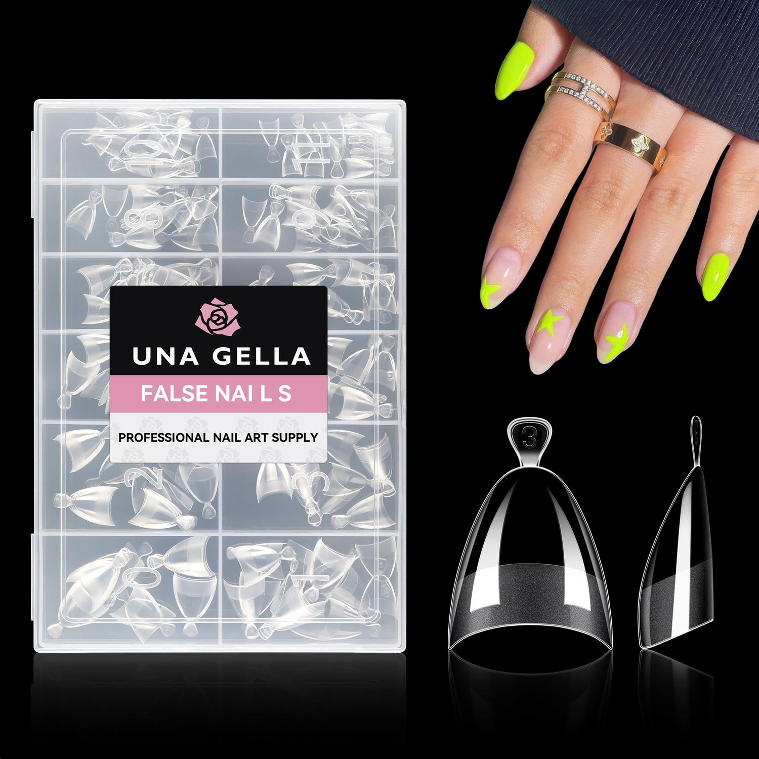 UNA GELLA Extra Short Almond Nail Tips Half Cover - Soft Gel Short Almond Shape Nail Tips Matte 216pcs Clear Gelly Almond Gel x Tips for Saving Nail Extension DIY Nail Art, Self-handle 12Sizes