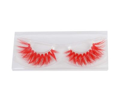 3 pairs Red Lashes Long Thick False Eye Lashes Halloween Costume Party Makeup (Red)