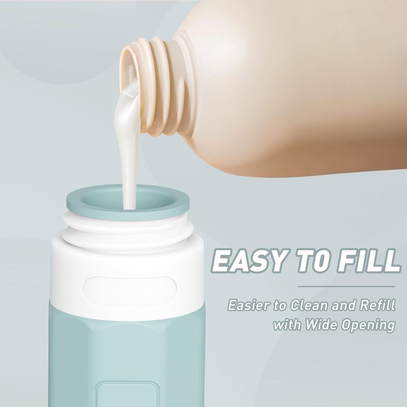 Redfly Travel Bottles for Toiletries, Tsa Approved 3oz Travel Size Containers, Leak Proof Silicone Travel Containers for Toiletries, BPA Free Refillable Travel Accessories for Shampoo Conditioner Gray