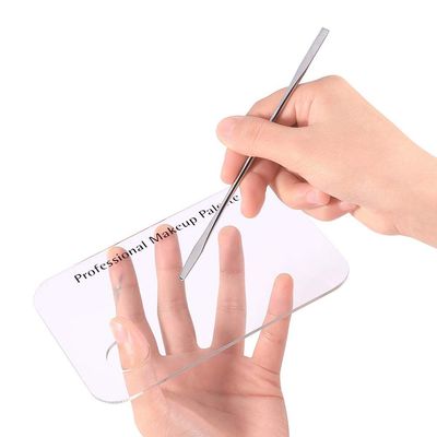 Makeup Palette with Spatula, Rotekt Clear Acrylic Makeup Nail Art Cosmetic Mixing Palette &amp; Stainless Spatula Tool Applicators Set,Nail Holder Display Cosmetic Makeup Palette Tray Accessories