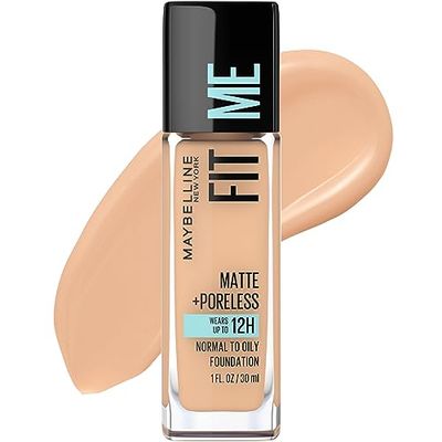 Maybelline Fit Me Matte  Poreless Liquid Oil-Free Foundation Makeup, True Beige, 1 Count (Packaging May Vary)