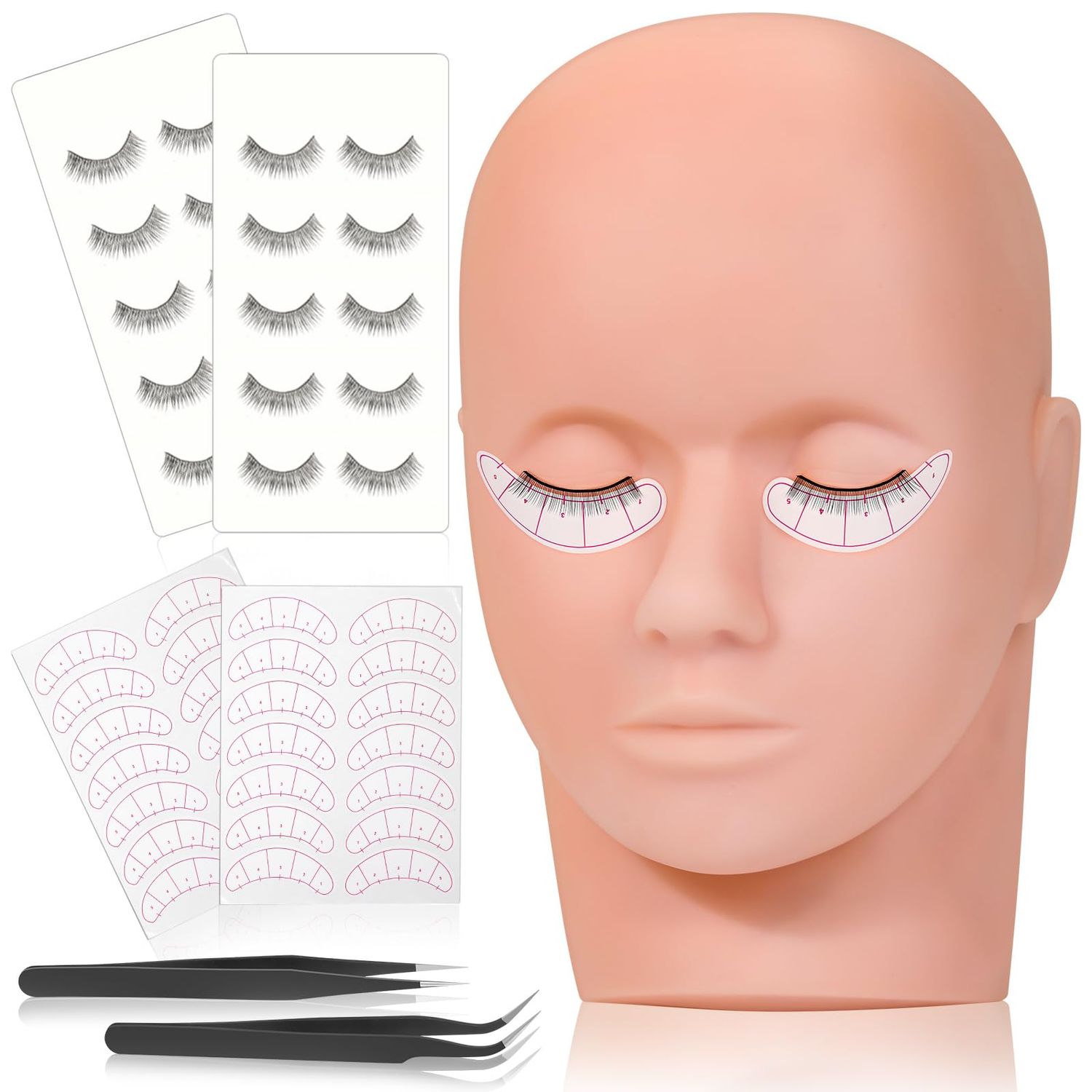 Lash Mannequin Head for Practice Training, Cosmetology Mannequin Head Doll Face Head with Eye Lashes Supplies Kits for Beginners Lash Extensions, Makeup (Soft Rubber &amp; Natural Skin Color)