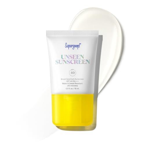Supergoop! Unseen Sunscreen - SPF 40 - Invisible, Broad Spectrum Face Sunscreen  Makeup-Gripping Primer - Weightless, Scentless, Oil Free - For All Skin Types &amp; Skin Tones - 0.5 fl oz