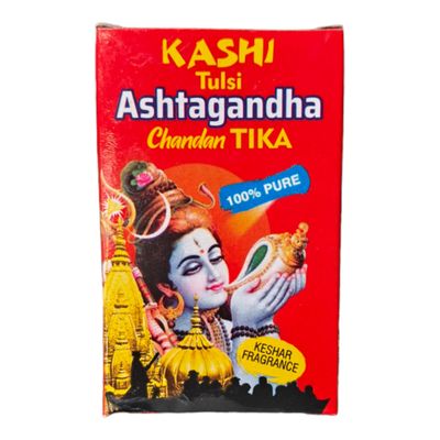 Kashi Tulsi Ashtagandha Chandan Tika Powdered Tika Pooja Tilak Powder, 60g, Yellow, 2.12 Ounce (Pack of 1)