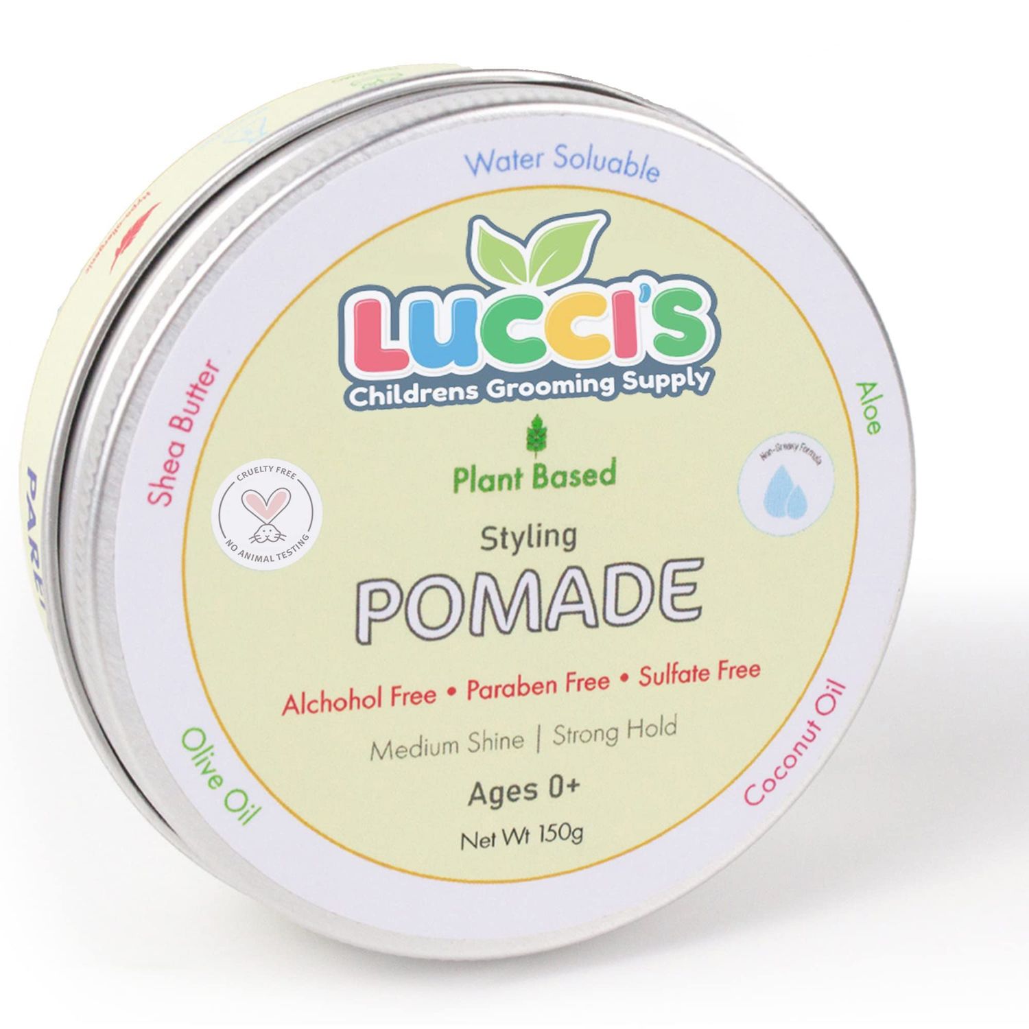 LUCCIS CHILDRENS GROOMING SUPPLY Baby Hair Gel - 5oz Plant-Based Styling Hair Pomade for Infants - No Parabens or Sulphates - Medium Shine and Strong Hold Hair Paste for Kids
