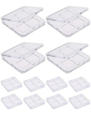 EORTA 12 Pieces Empty Makeup Palettes Box 4 Grids Eyeshadow Pigment Tray Women Refillable eyeshadow Lipstick Blush Highlighters Container Clear Square Pans for Lip Eyeshadow Paints
