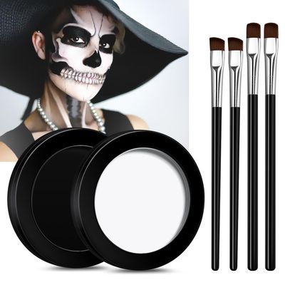 TOEDO White Face Paint, Face &amp; Body Painting Makeup Foundation for Brow Tattoo Tinting Halloween Crown Makeup Costume Cosplay Theater Stage Dress-Up(White)