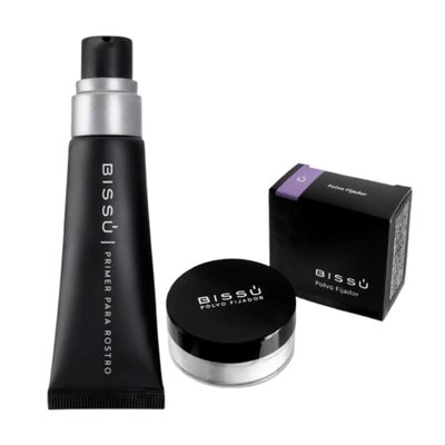 Biss Face Kit Silky Primer (27.5 ml) &amp; Setting Powder (8g) - Oil-Free, Fragrance-Free, with Hyaluronic Acid &amp; Jojoba Oil for a Matte Finish