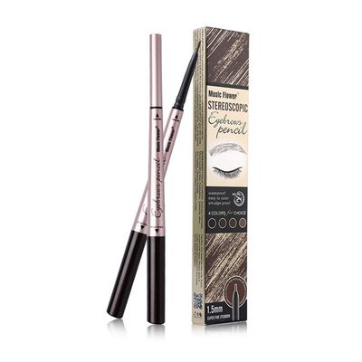 Vtrem Double-headed Eyebrow Pencil Waterproof Smudge-Proof Long Lasting Eye Brow Pen Fine Carving Eyebrow Pencil for Natural (4# Khaki Coffee)