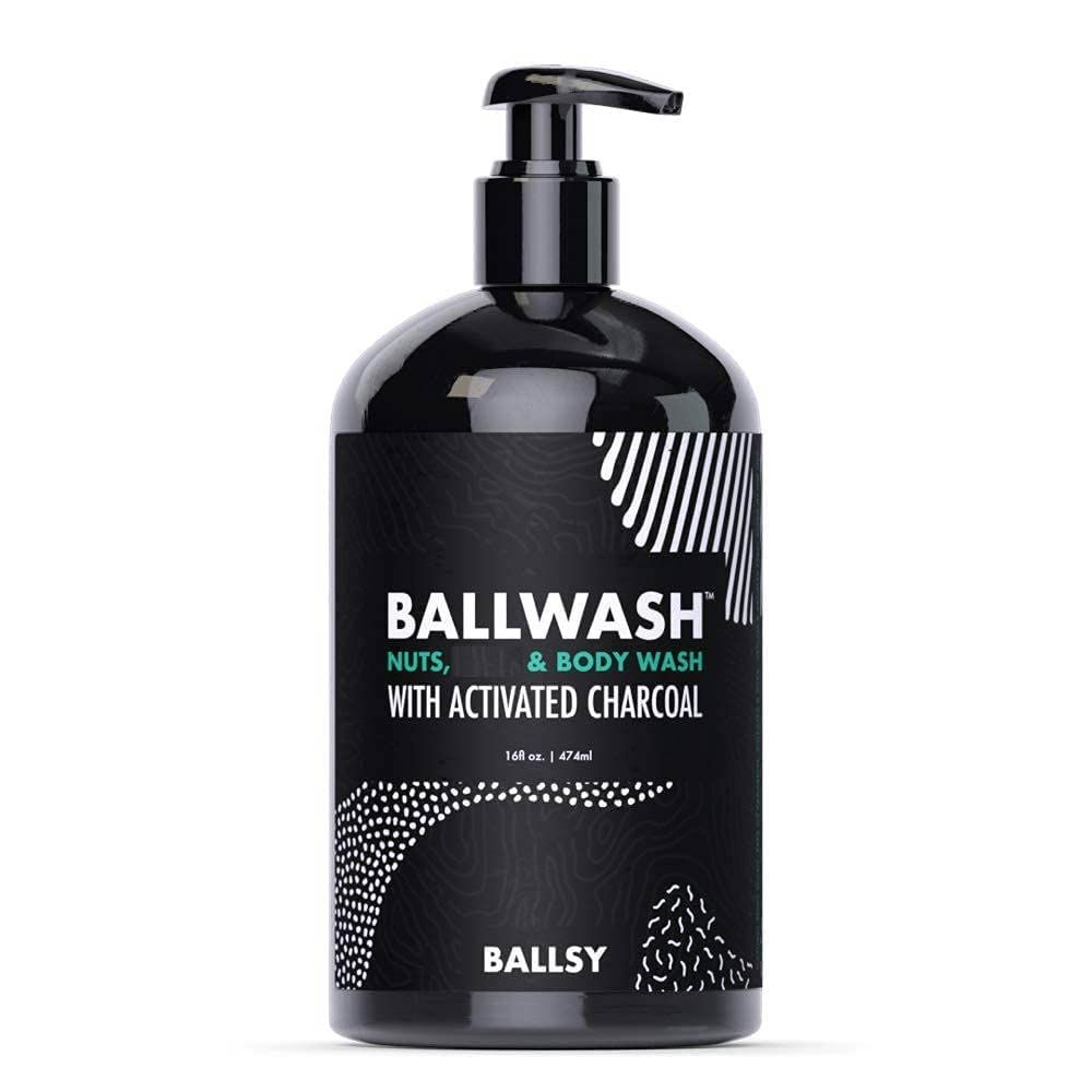 Ballsy Ballwash Charcoal Body Wash for Men - Moisturizing Mens Bodywash with Coconut Oil - Soap for Men &amp; Great for your Most Intimate Areas, 16 Oz with Pump