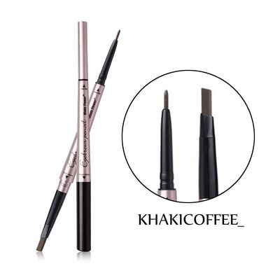 Vtrem Double-headed Eyebrow Pencil Waterproof Smudge-Proof Long Lasting Eye Brow Pen Fine Carving Eyebrow Pencil for Natural (4# Khaki Coffee)