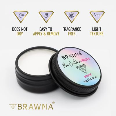 Brawna Pro Contour White Mapping Paste for Brow and Lip Measuring - White Concealer for PMU, Eyebrow Henna, Lamination, Tint