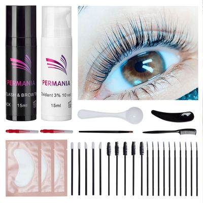 Eyelash Black Color Kit, PERMANIA Training Kit Black for Eyebrow &amp; Lash Hair Color Developer 15mlBlack