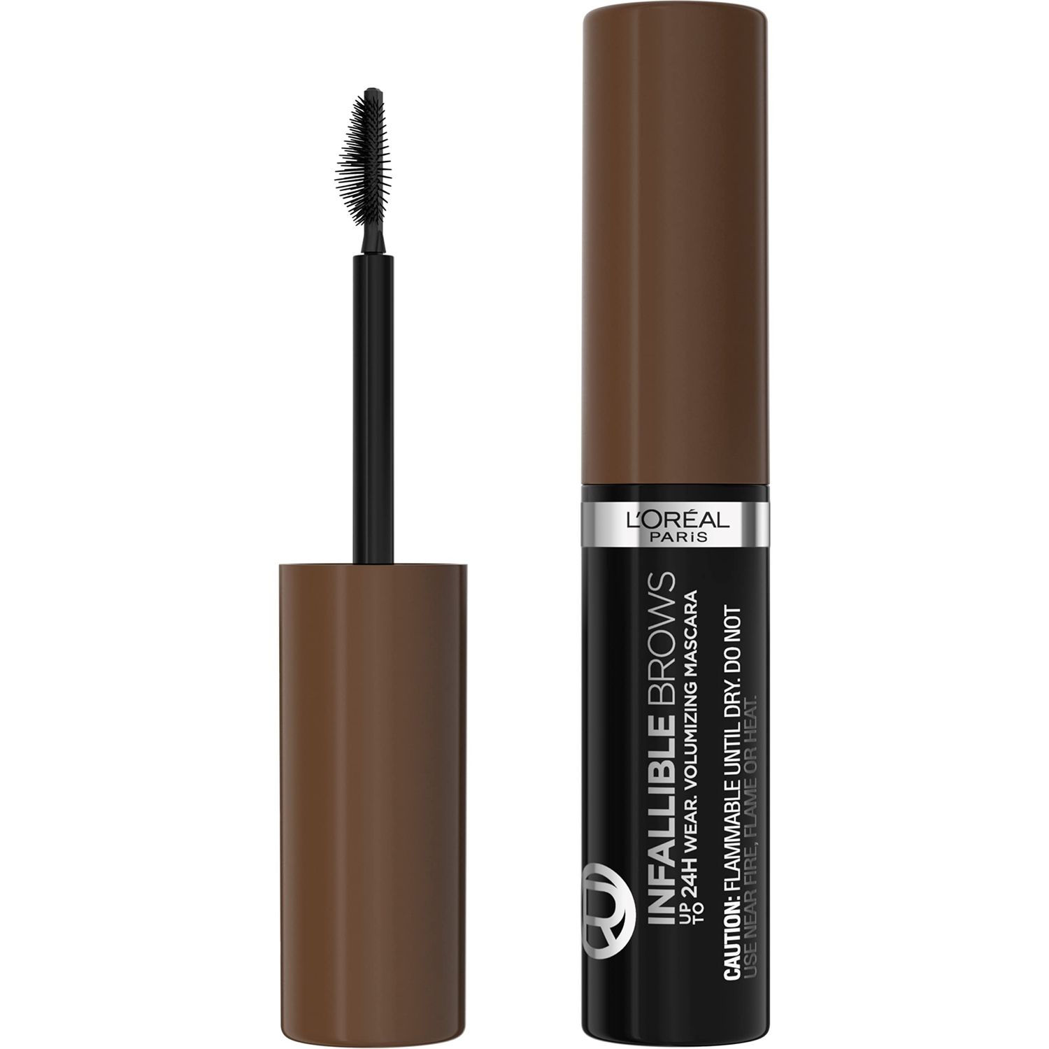 L&#39;Oreal Paris Infallible Volumizing 24H Wear Brow Mascara, Long Lasting Eyebrow Makeup for 2X Fuller Eyebrows, 5.0 Brunette, 0.13 Fl Oz